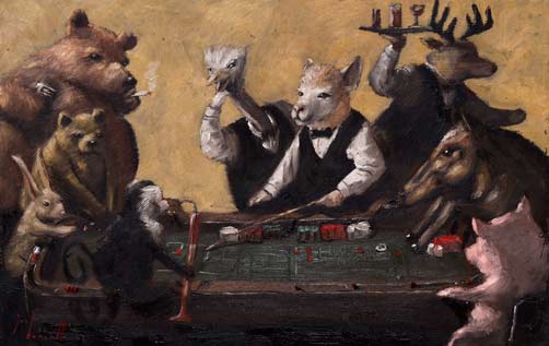 animals-playing-craps-by-joel-barnett-art-painting-greenville-sc-art-gallery-artwork-paint-farm-zoo