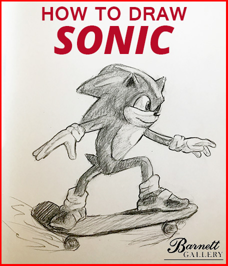 How to draw a realistic SONIC THE HEDGEHOG by using simple shading /  linework / core shadows and easy techniques for art - Barnett Gallery