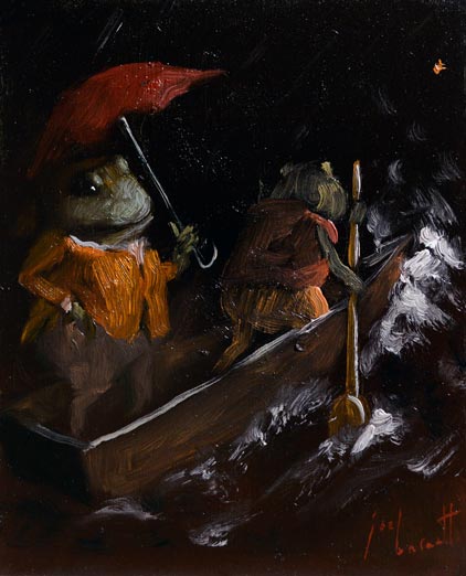 boating-frogs-by-joel-barnett-art-gallery-south-carolina-sc-artist-artwork-greenville-greer-painting-oil-painter-gallery-signed-original-frogs-boat