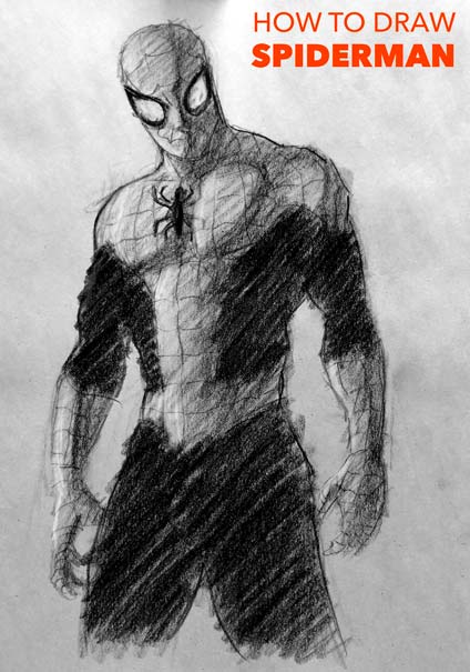 how-to-draw-spiderman-step-by-step-tutorial-easy-simple-quick-fast-basic-drawing-beginners-advanced-art-hyper-realism-sketch-marvel-capcom-comic-movie-lesson-super-hero