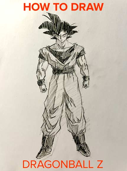 How to draw Dragonball Z Goku easy / simple / quick / tutorial drawing  anime style - Barnett Gallery