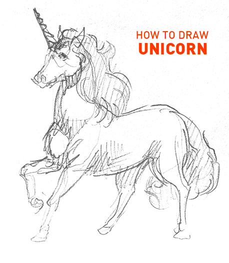 how to draw unicorn drawing sketch sketching outline horse realistic cute cool fun beginner advanced pencil fantasy creature galloping learn running mystical illustrator design