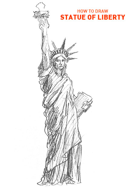 statue of liberty drawing easy step by step how to draw sketch sketching realistic simple quick fast outline statue america fun cute cool fourth of july fireworks american