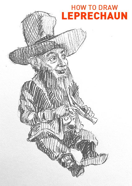 leprechaun-drawing-easy-how-to-draw-step-by-step-irish-folklore-pot-of-gold-rainbow-four-leaf-clover-4-beard-pipe-flute-fun-fast-green-dance-jig-kids-beginner-hat-suit-sing-music