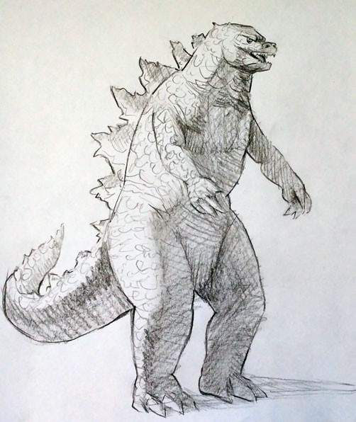 How to draw and shade a realistic Godzilla easy for drawing / painting