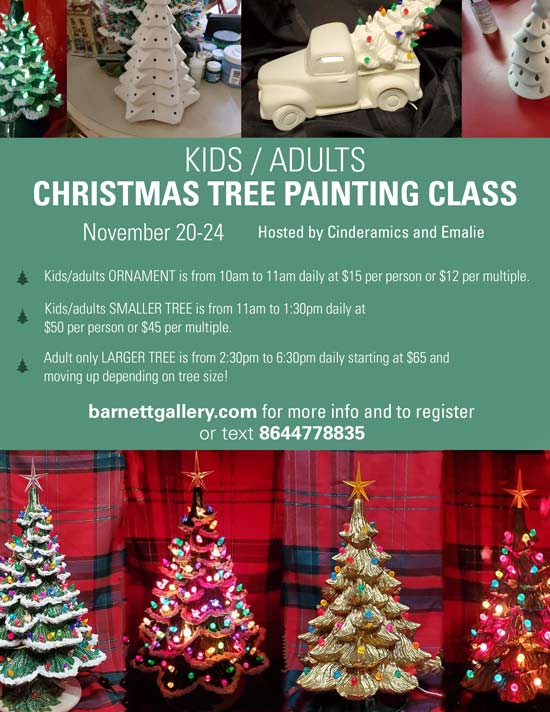 christmas-tree-pottery-ceramic-painting-class-greenville-sc-barnett-art-gallery-classes-workshops-for-kids-adults-things-to-do-greer